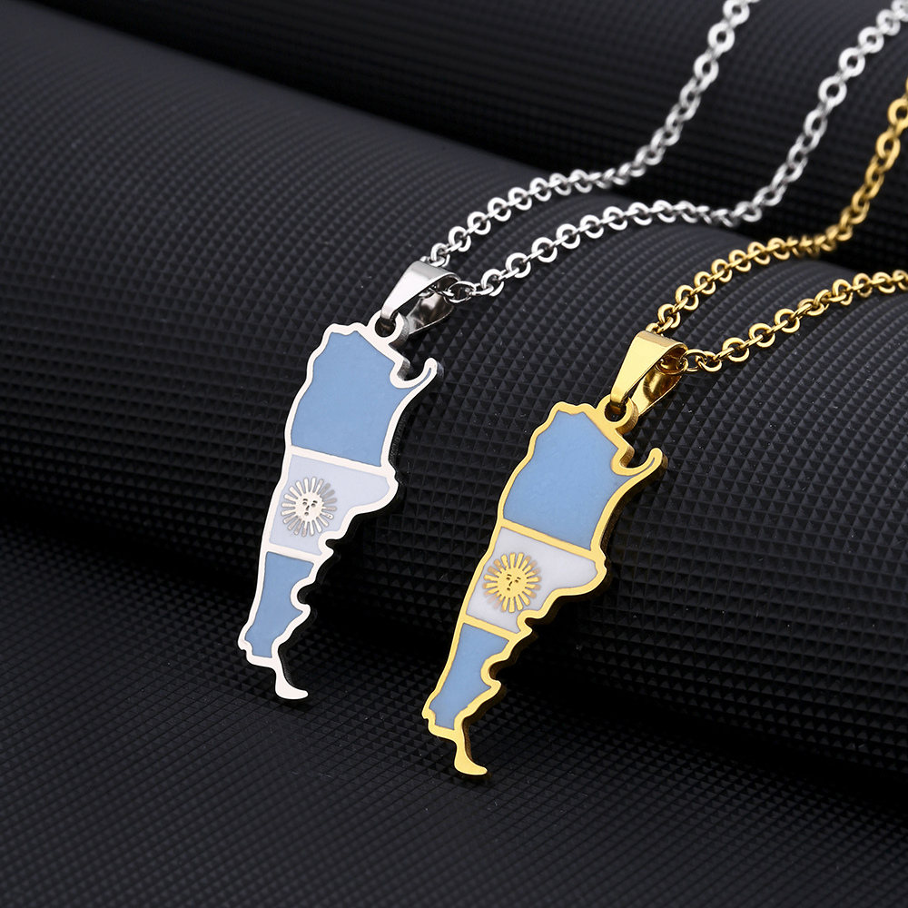Women'S Fashion Guide - New Argentina Map Flag Pendant Necklace