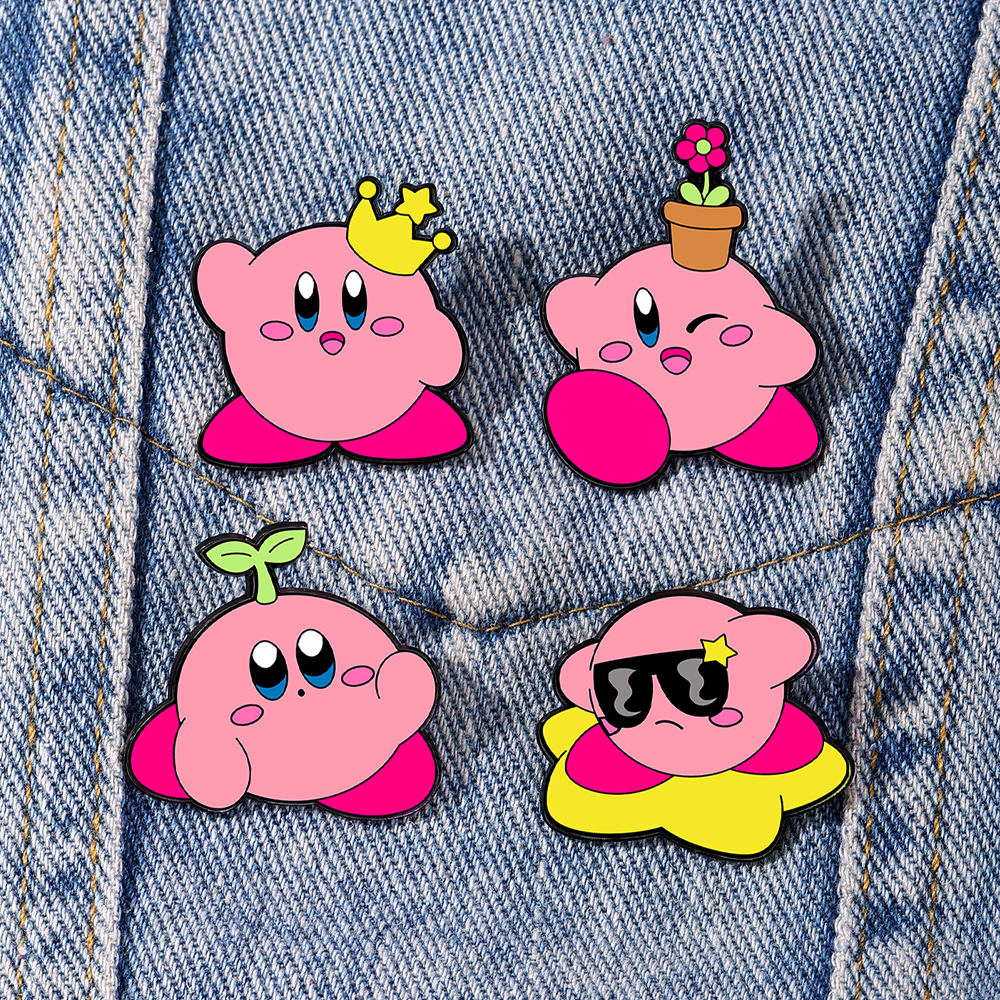 Women Fashion Drawing - 4pcs Kirby Enamel Lapel Pins Set