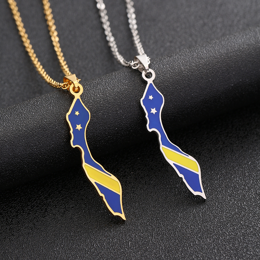 Women'S Fashion Guide - Curacao Map Flag Pendant Necklace Stainless