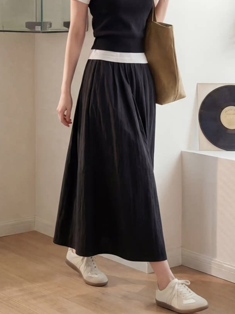 Women'S Fashion Umbrella - Women's High-Waisted A-Line Linen Skirt Mid-Length