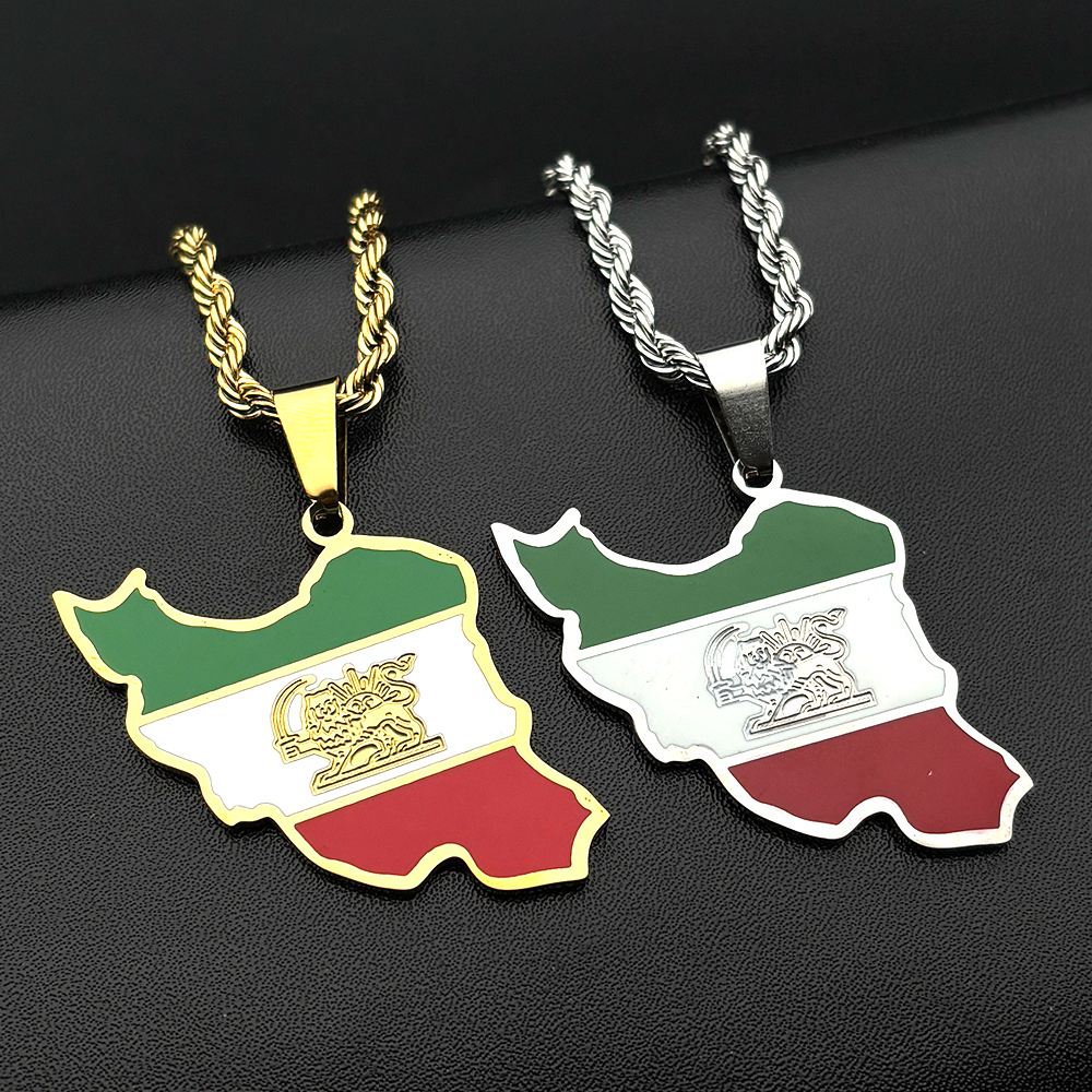 Women'S Fashion Guide - Iran Map Flag Pendant Necklace for