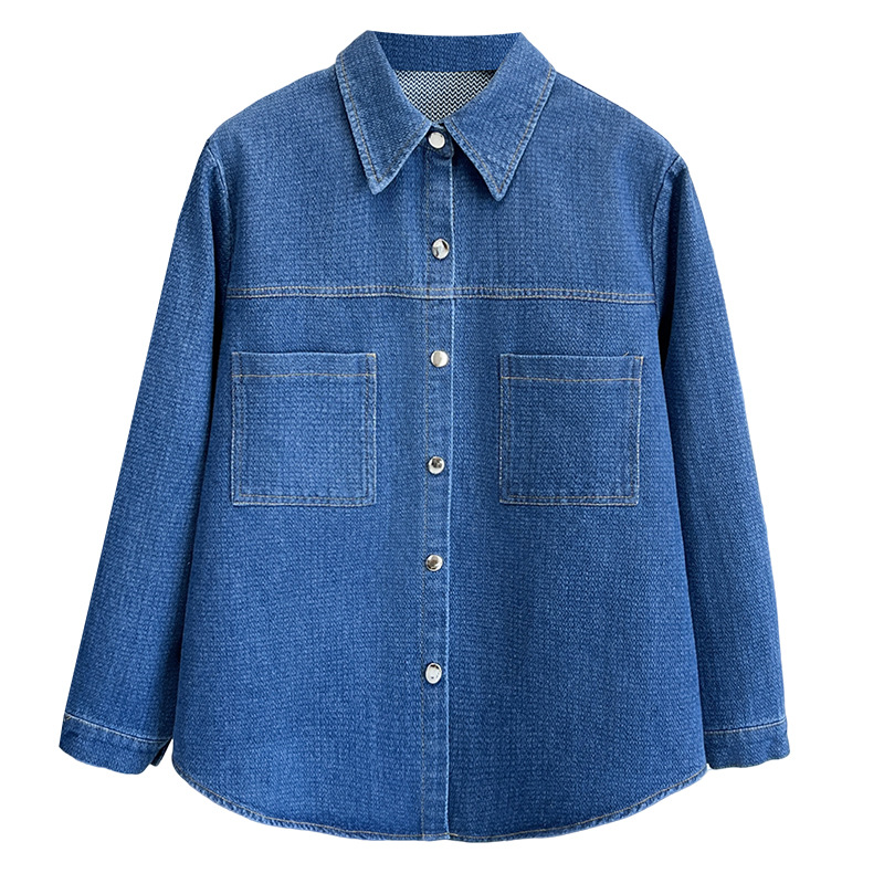 Women'S Fashion Denim Jacket - Plus Size Women's Blouses 2025 Autumn