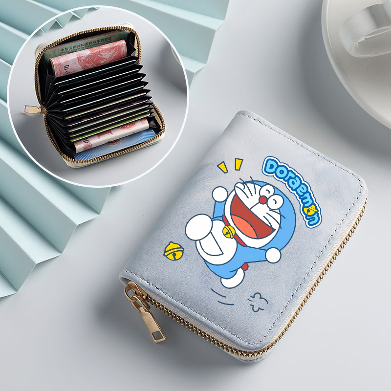 Women Fashion Drawing - Doraemon Woman Short Wallet Anime Cartoon