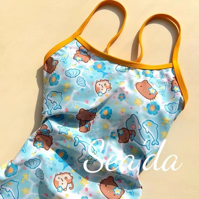 Women Fashion Drawing - Kawaii Sanrios Hello Kittys Women's Swimsuit