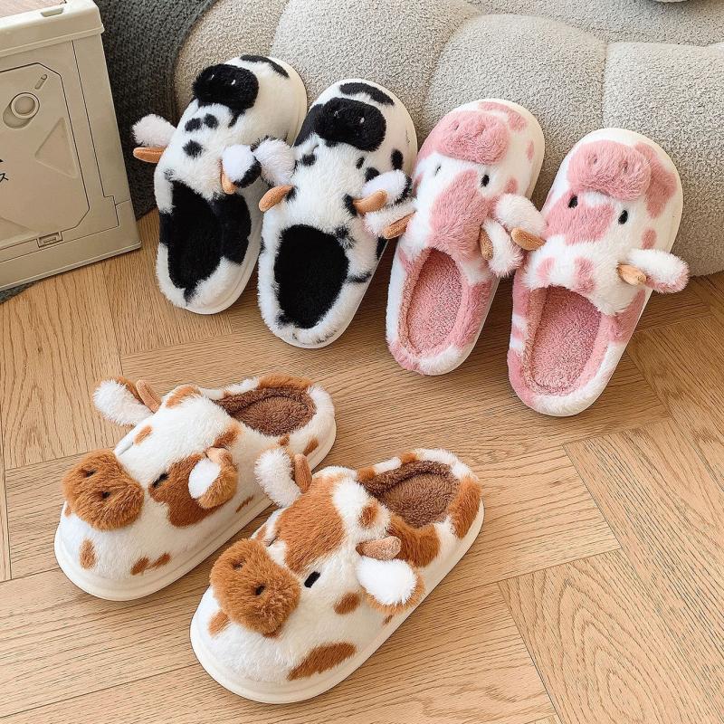 Women Fashion Drawing - Casual Fluffy Slippers Women House Cute