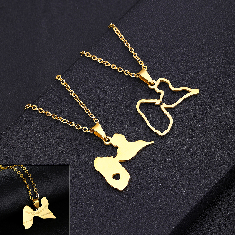Women'S Fashion Guide - France Guadeloupe Map Stainless Steel Pendant