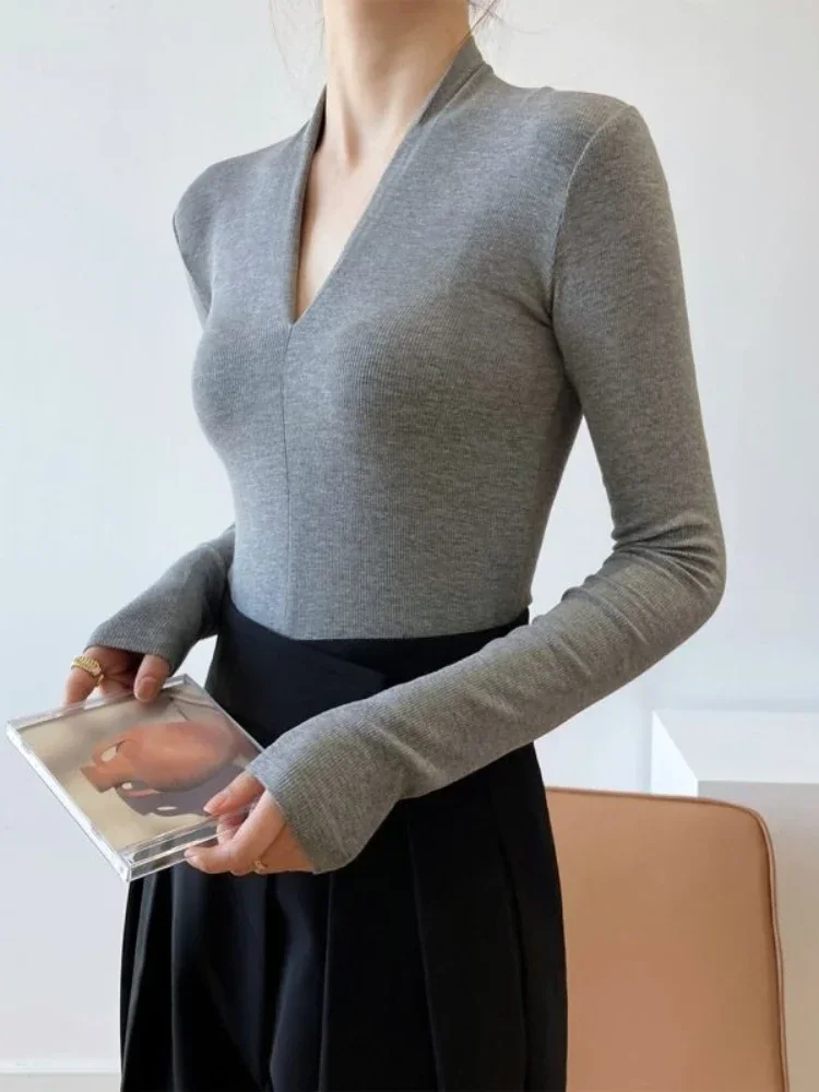 V-neck Slim Shirts Long Sleeve – обзор и цена Women Top Fashion