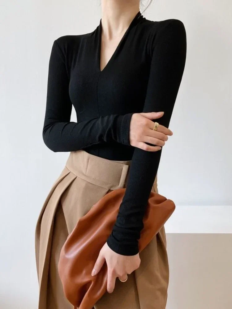 V-neck Slim Shirts Long Sleeve – обзор и цена Women Top Fashion
