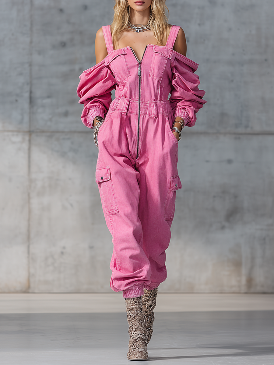 Fashion Vintage Denim Jumpsuit – обзор и цена Women'S Fashion Vintage Off Shoulder Long Sleeve Jumpsuit