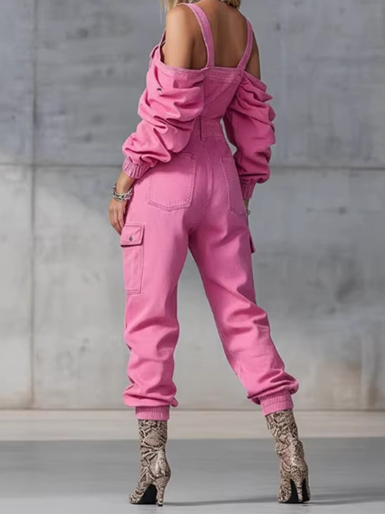 Fashion Vintage Denim Jumpsuit – обзор и цена Women'S Fashion Vintage Off Shoulder Long Sleeve Jumpsuit