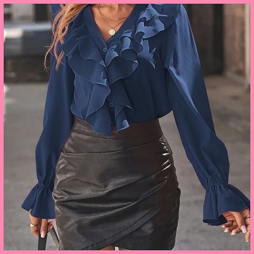 2025 Fashion V-Neck Ruffle Fla – обзор и цена Women Top Fashion