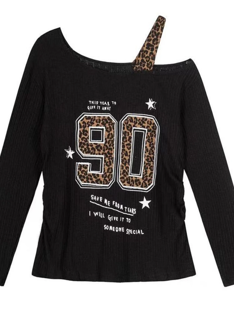 Y2K Patchwork Leopard Print T- – обзор и цена Women Top Fashion