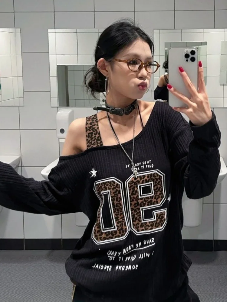 Y2K Patchwork Leopard Print T- – обзор и цена Women Top Fashion