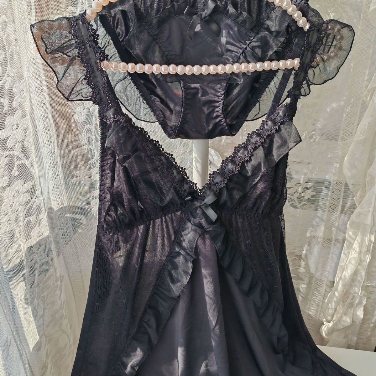 Women Black Ice Silk Nightgown – обзор и цена Spaghetti Strap Dress