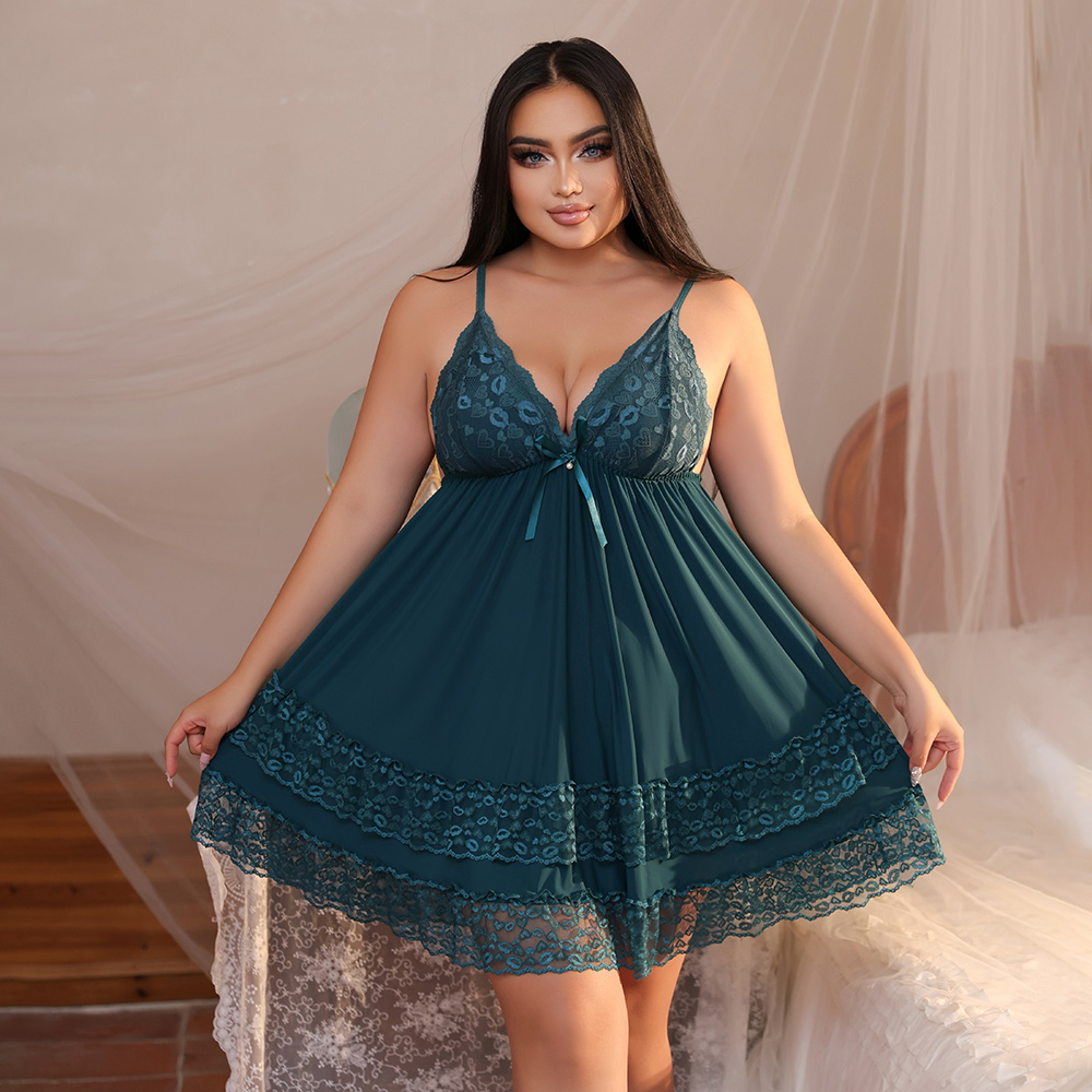 Plus Size Teal Lace Babydoll L – обзор и цена Spaghetti Strap Dress