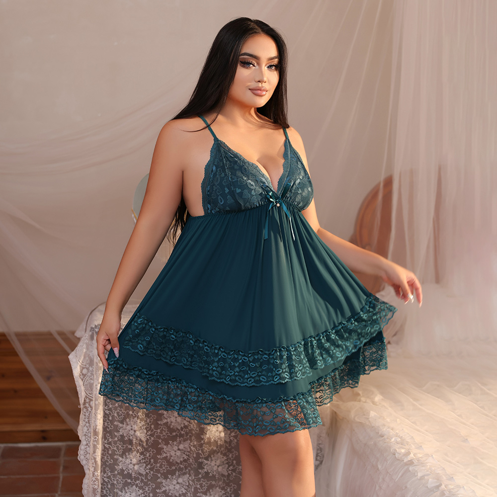 Plus Size Teal Lace Babydoll L – обзор и цена Spaghetti Strap Dress