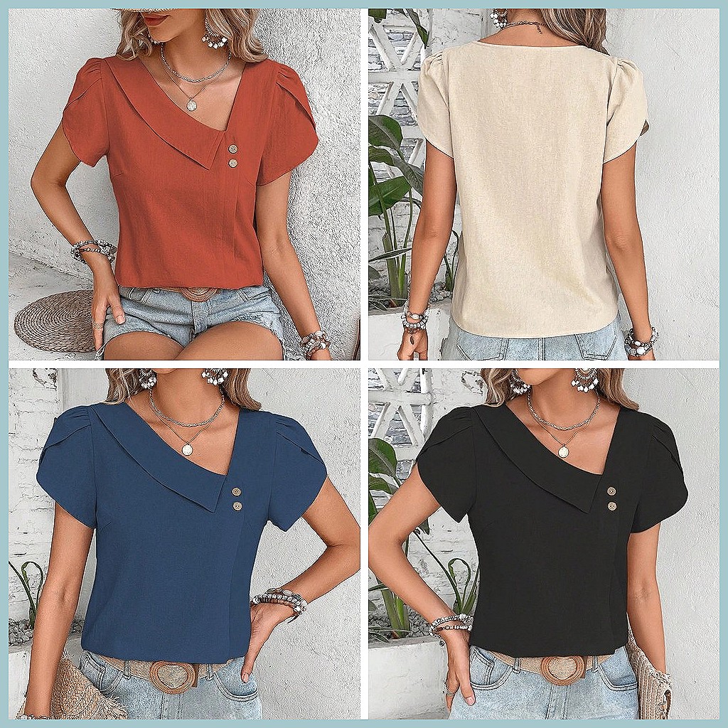 2024 Summer Vintage Solid Colo – обзор и цена Women Top Fashion
