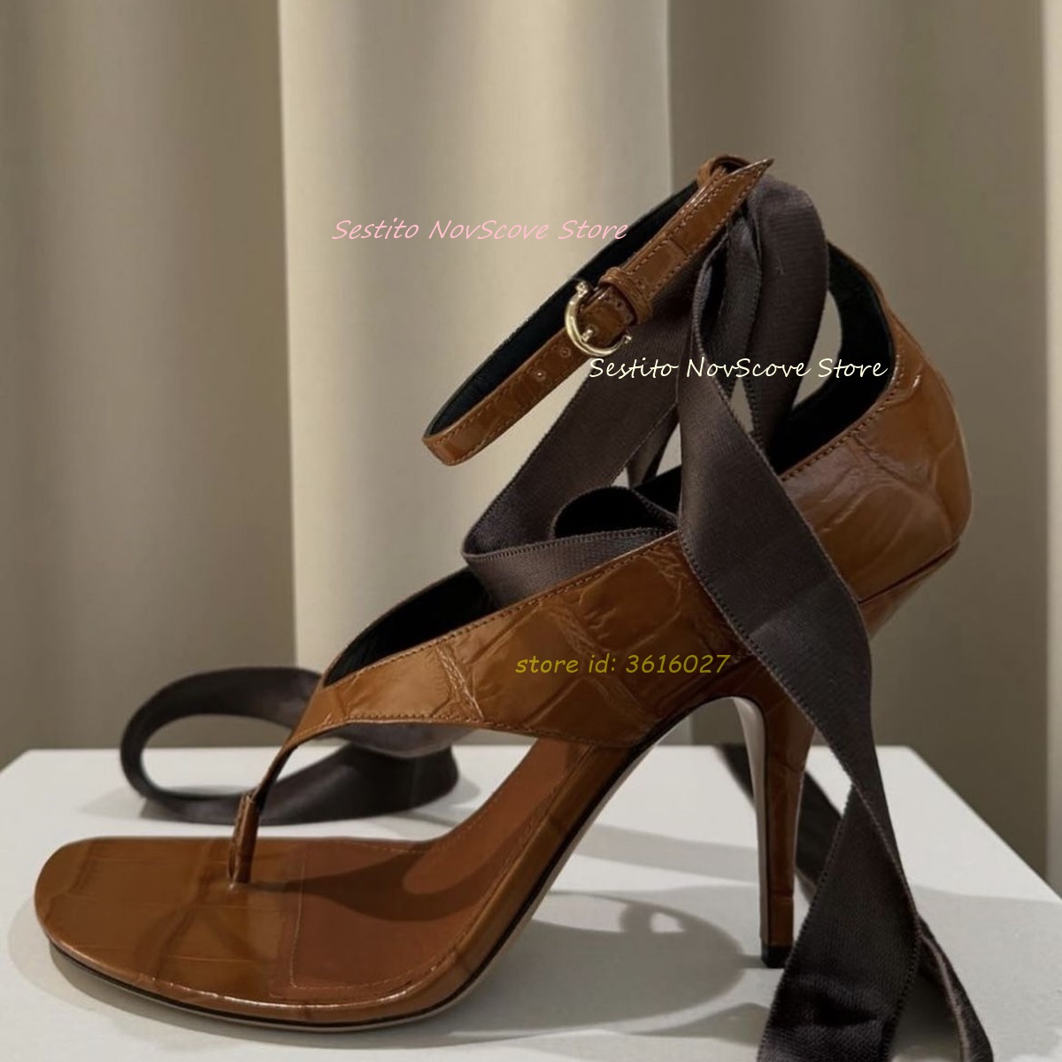 Brown Open Toe Lace Up Sandals – обзор и цена Spaghetti Strap Dress