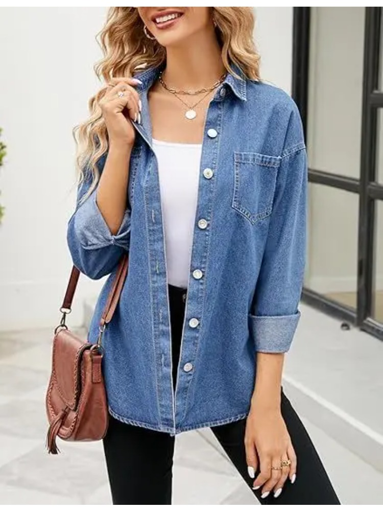 New Washed Loose Long-sleeved  – обзор и цена Women'S Fashion Denim Jacket